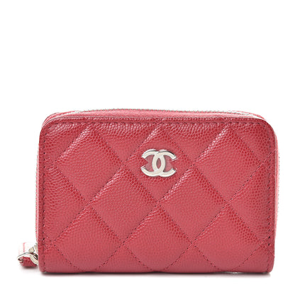 Chanel Caviar Quilted Zip Coin Purse Dark Pink 1 of 7