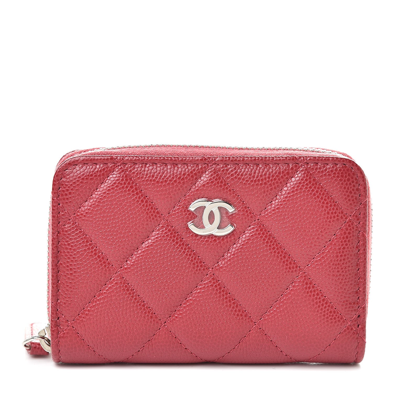 Chanel Caviar Quilted Zip Coin Purse Dark Pink 1 of 7