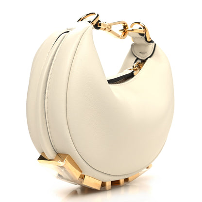 Fendi Vitello Grace Matte Nano Fendigraphy Hobo Charm White Ice 3 of 11