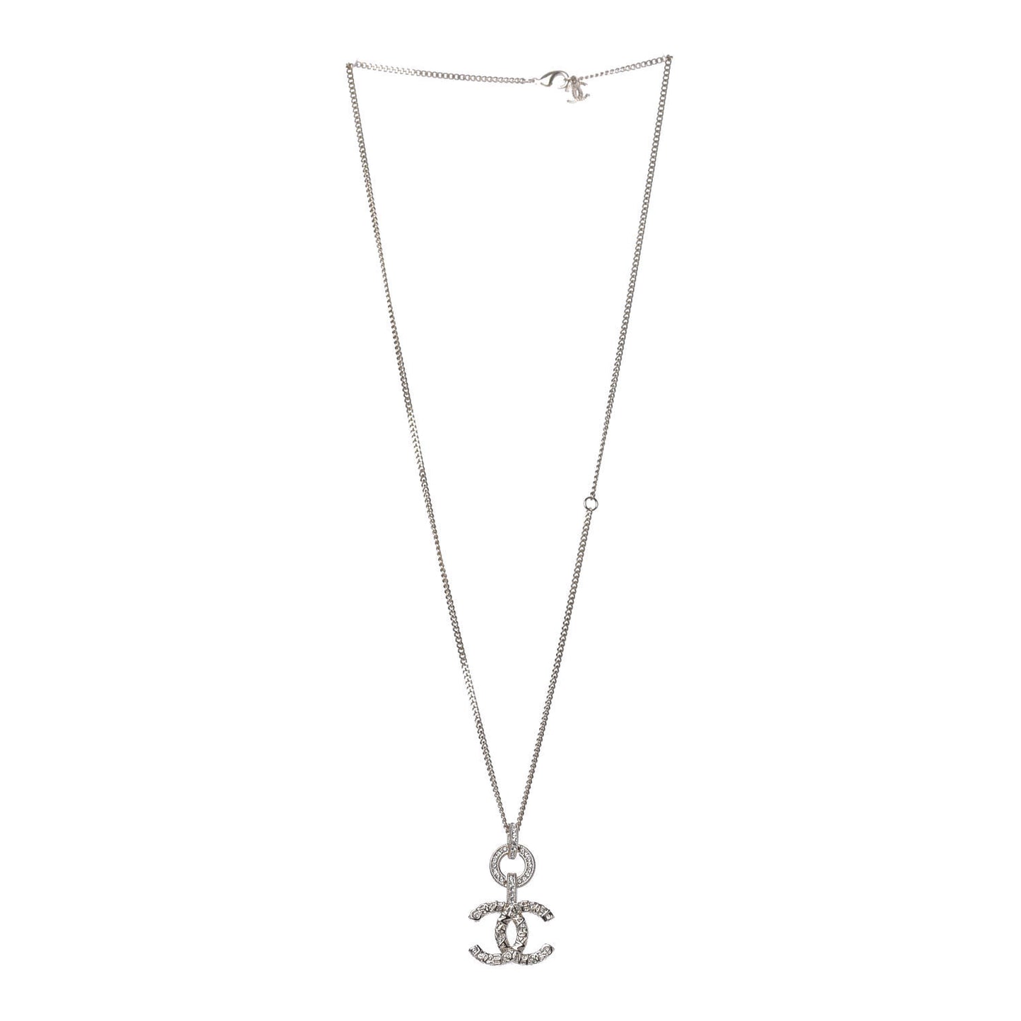 Crystal CC Logo Pendant Necklace Gold