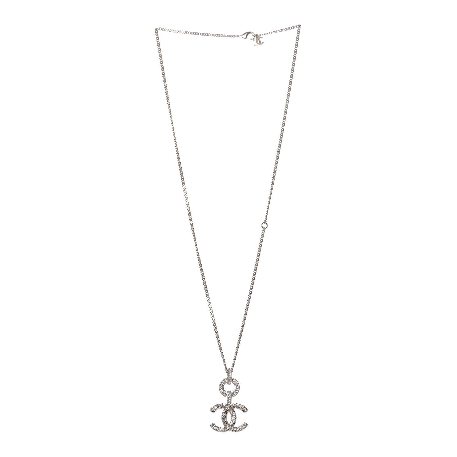 Chanel Crystal CC Logo Pendant Necklace Gold 3 of 6