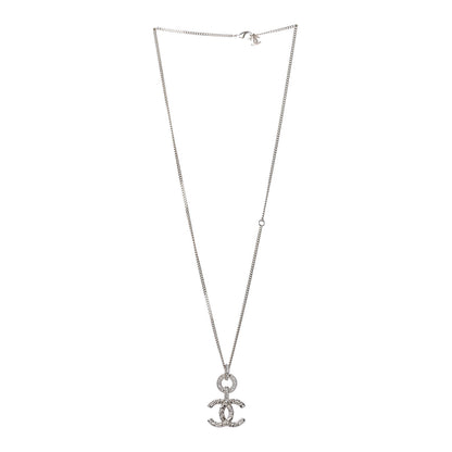 Chanel Crystal CC Logo Pendant Necklace Gold 3 of 6