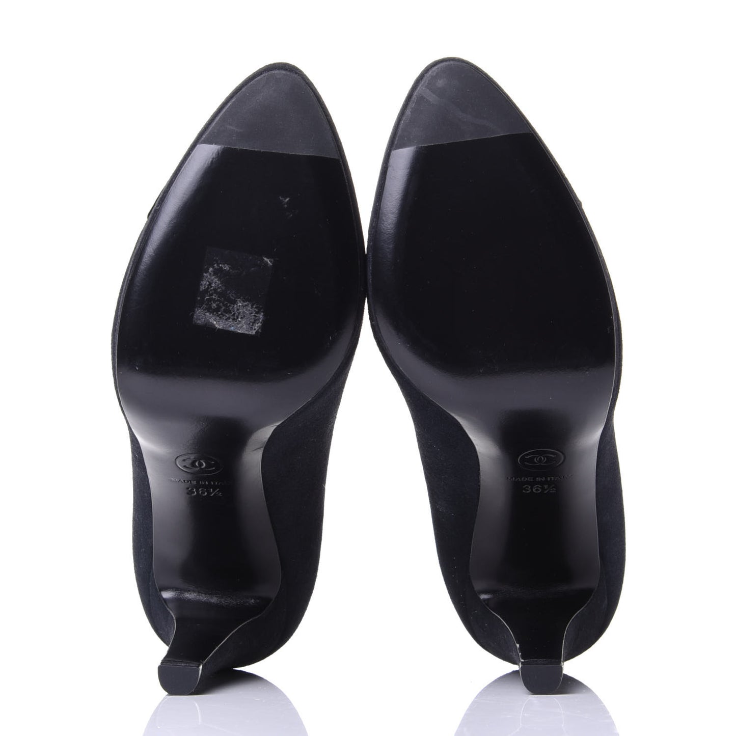 Suede Patent Calfskin Cap Toe CC Pumps 36.5 Navy