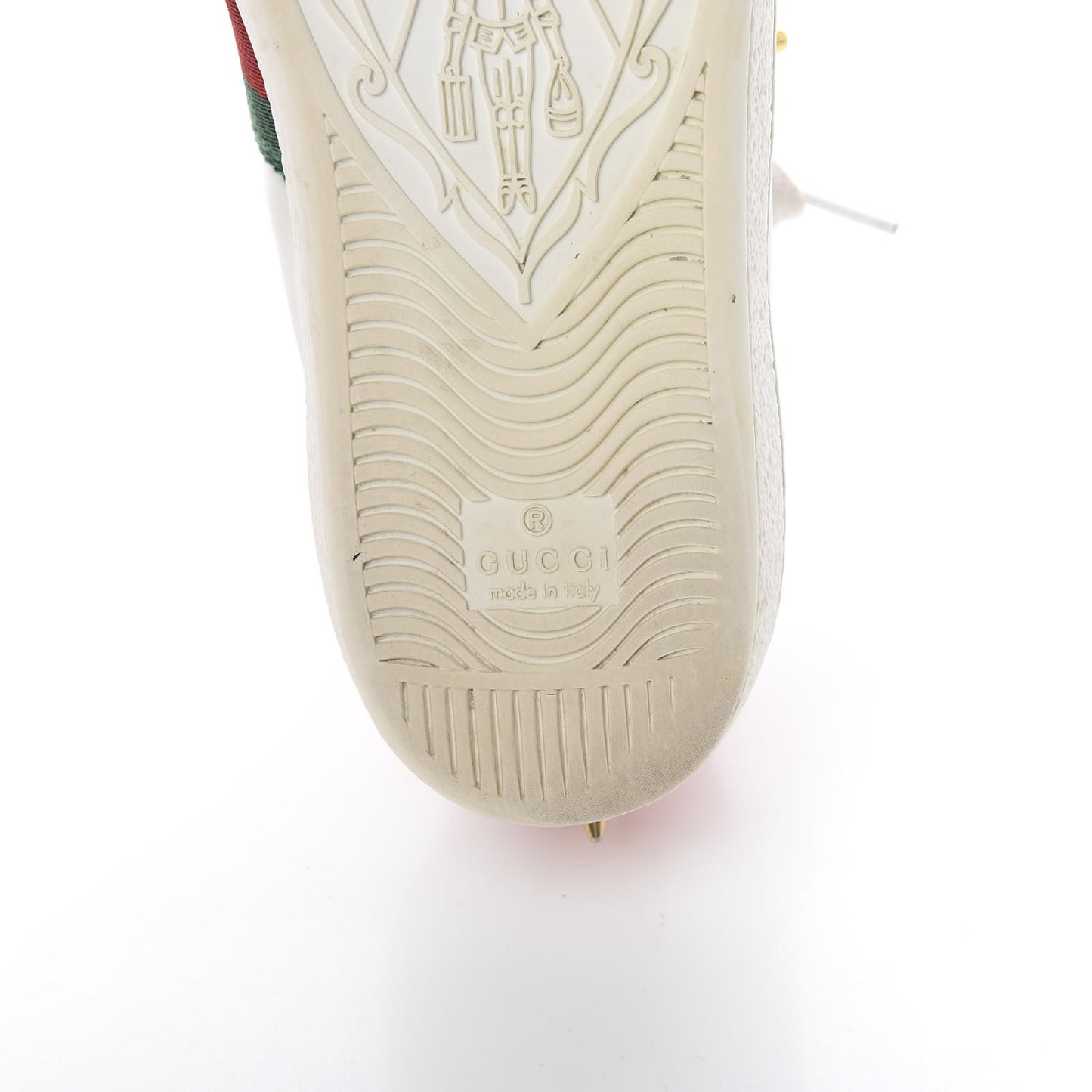 Calfskin Web Pearl Studded Womens Ace Sneakers 36.5 White