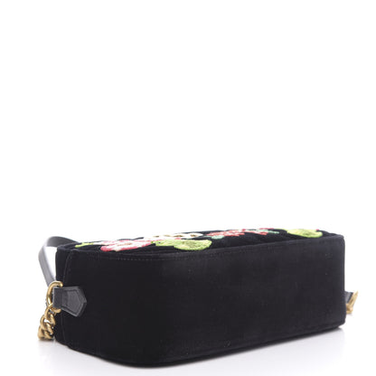 Gucci Velvet Matelasse Deer Embroidered Small GG Marmont Chain Shoulder Bag Black 4 of 10