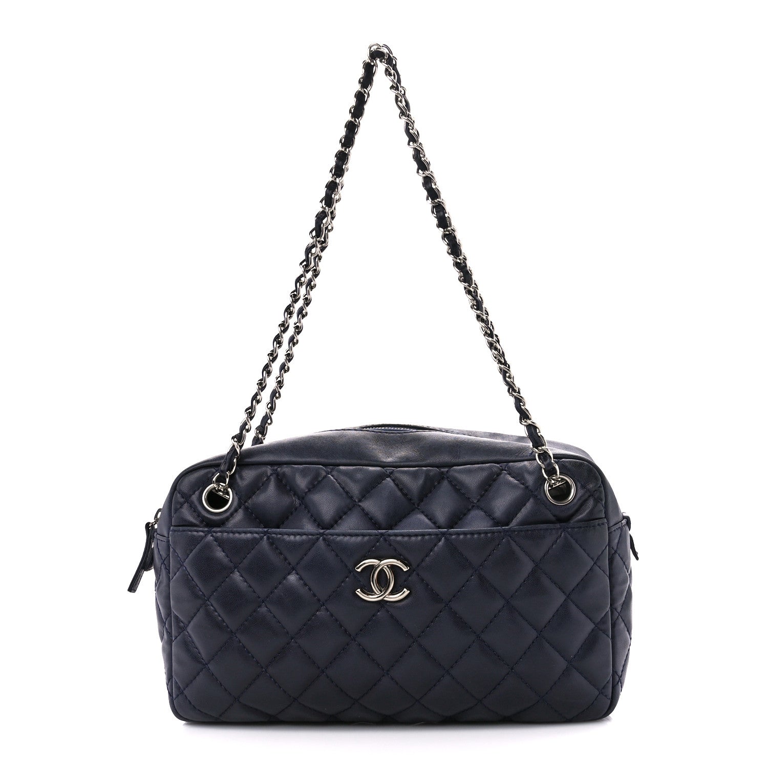 Chanel Lambskin Quilted Medium Camera Case Navy Blue 1 of 12