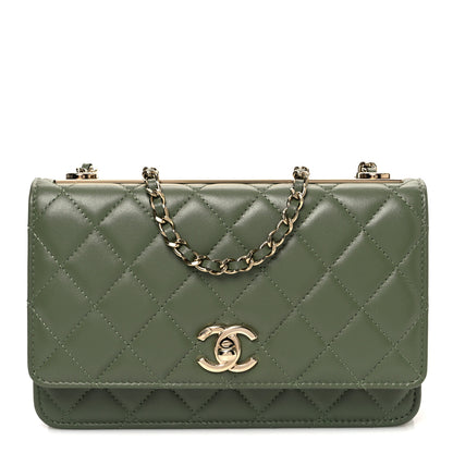 Chanel Lambskin Quilted Trendy CC Wallet On Chain WOC Green 1 of 12