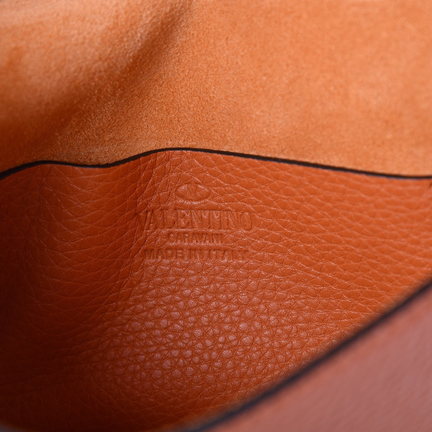 Pebbled Calfskin Rockstud Shoulder Flap Bag Orange