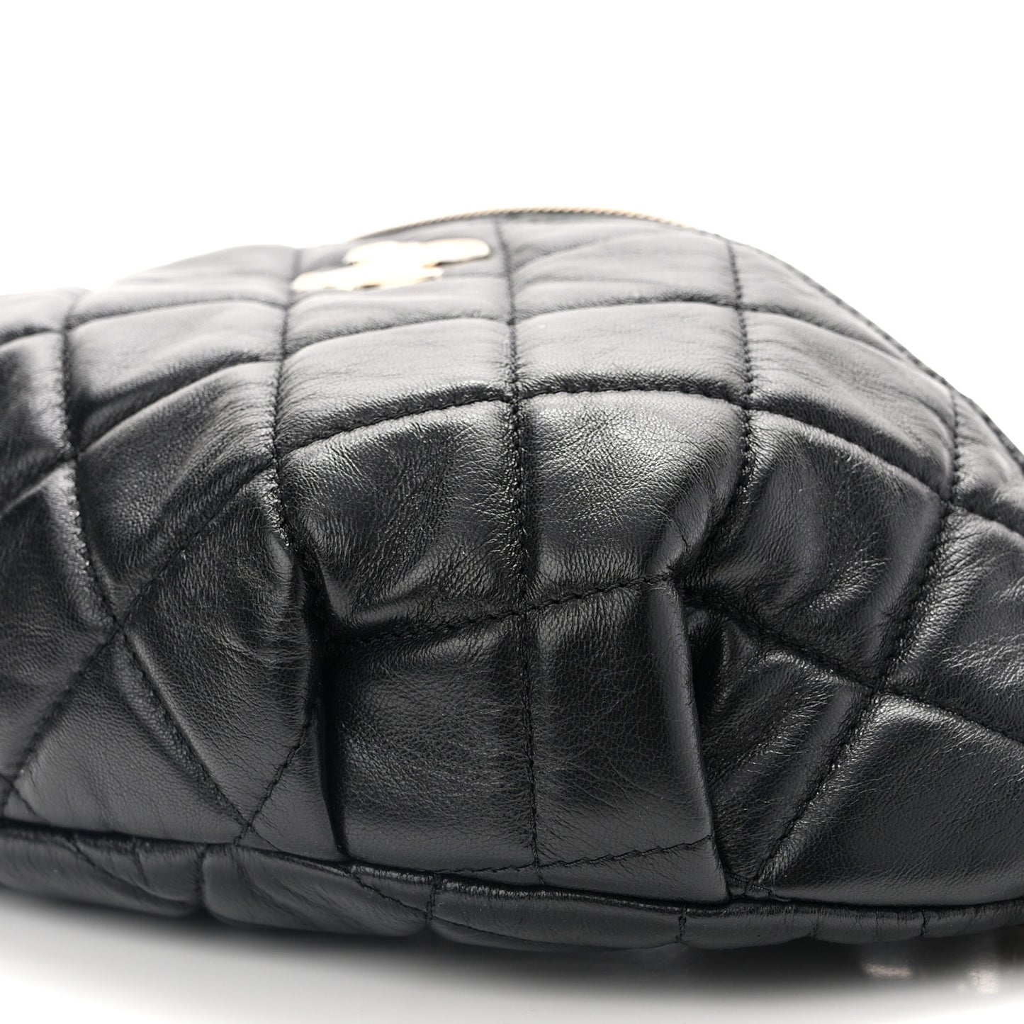 Lambskin Quilted Waist Bag Fanny Pack Black