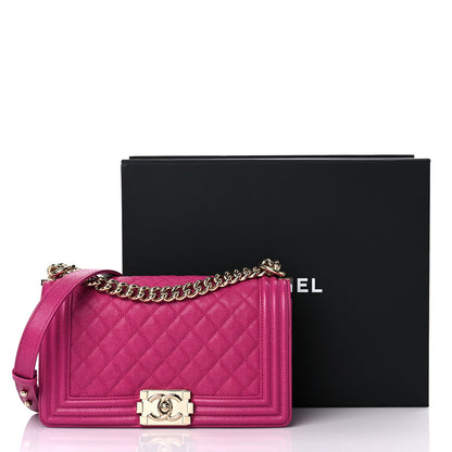 Chanel Caviar Quilted Medium Boy Flap Fuchsia 10 of 10