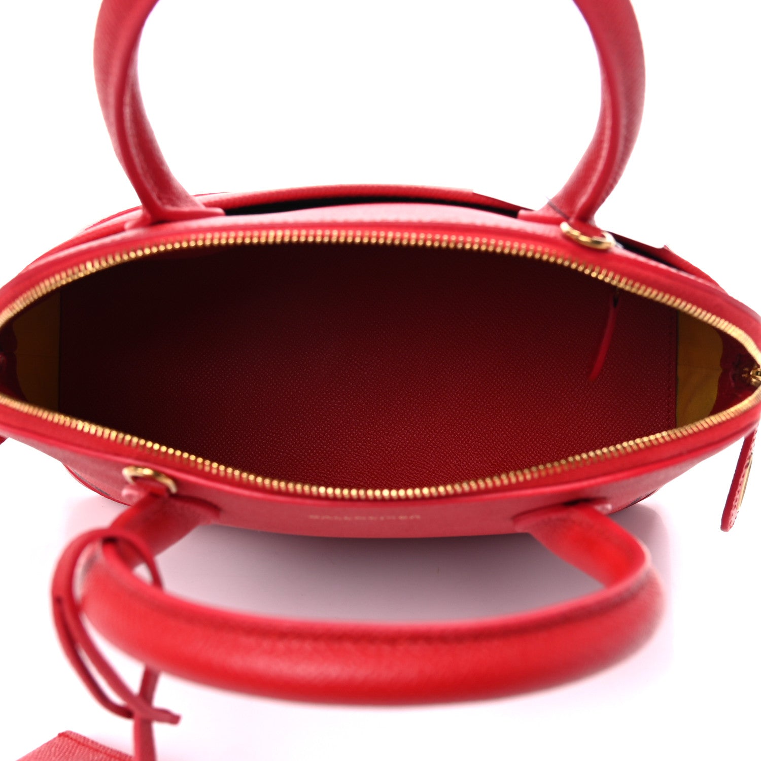 Balenciaga Signature Grained Calfskin Logo S Ville Top Handle Bag Rouge Coquelicot Black 6 of 19