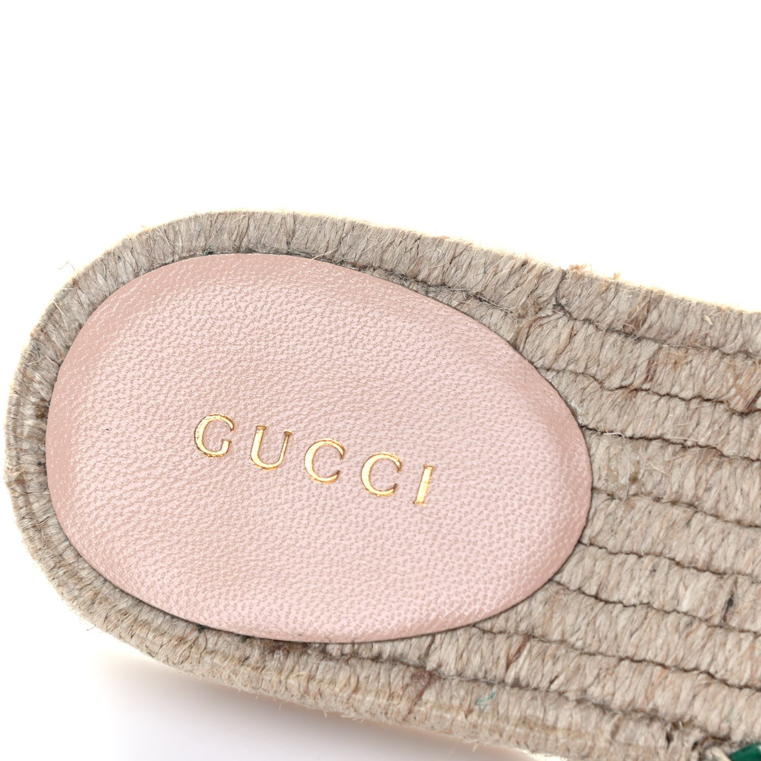 Gucci Malaga Kid Perforated Criss Cross Espadrille Slide Sandals 37 Emerald Hibiscus Red 7 of 7