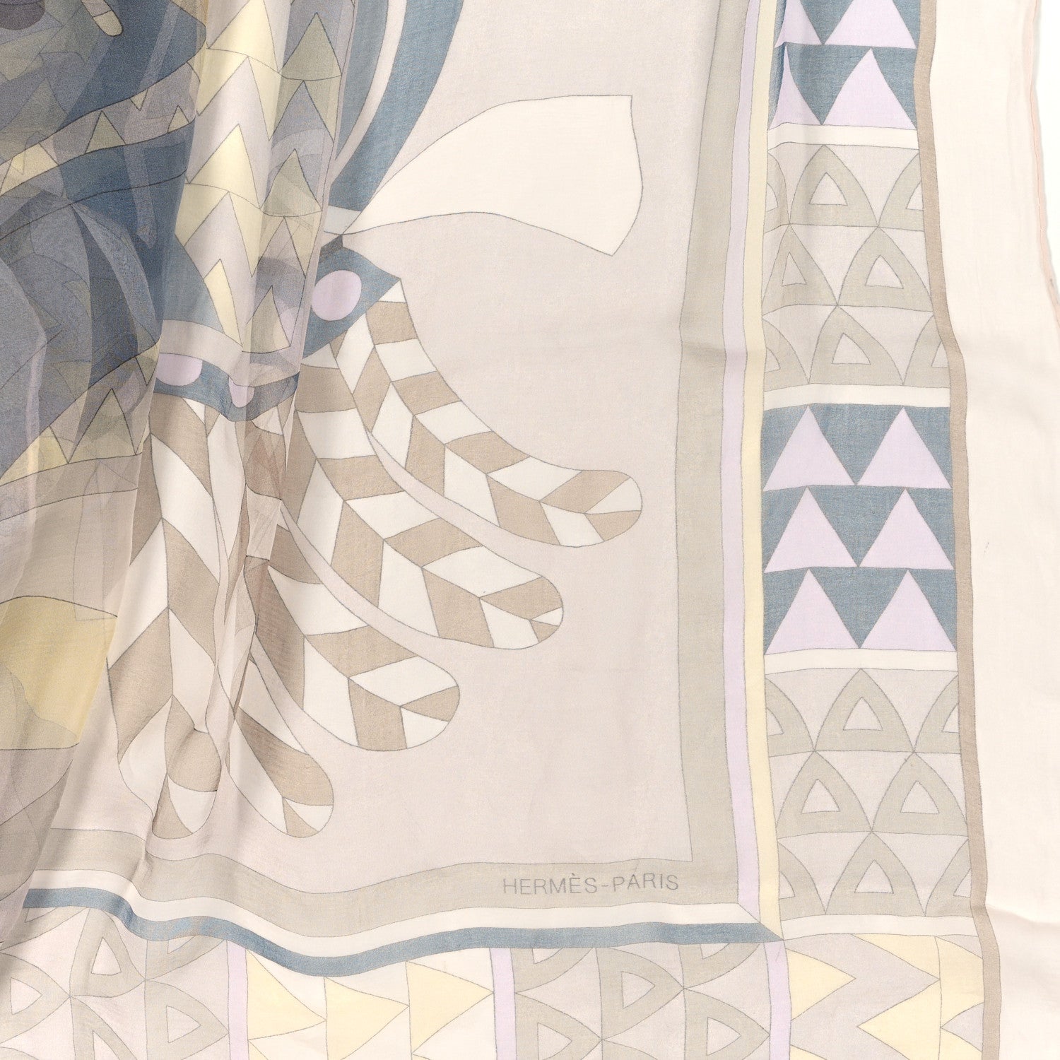 Hermes Mousseline Silk Chevaux De Karnak Shawl 140 Rose Thè Gris Bleuete Rose Thè Gris Bleuete Mauve 2 of 4