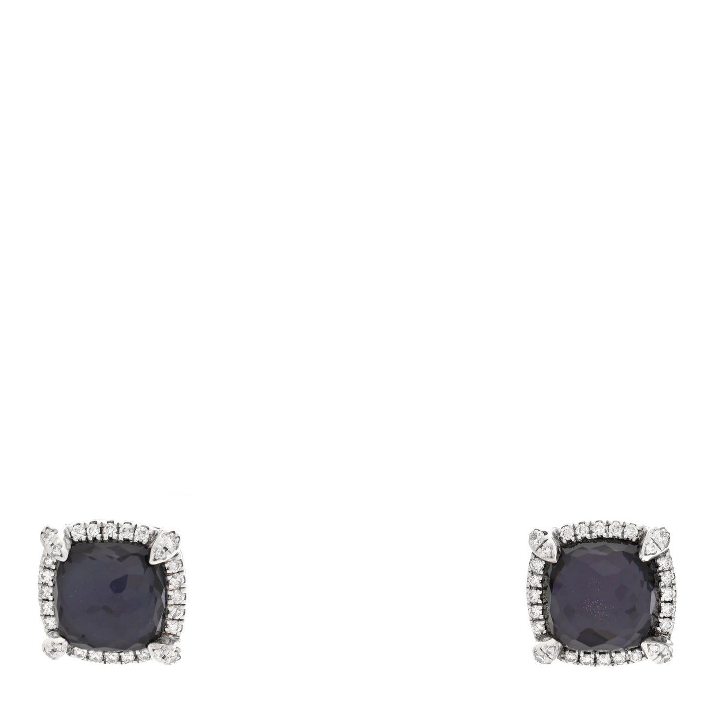 Sterling Silver Diamond Black Orchid 9mm Chatelaine Bezel Earrings