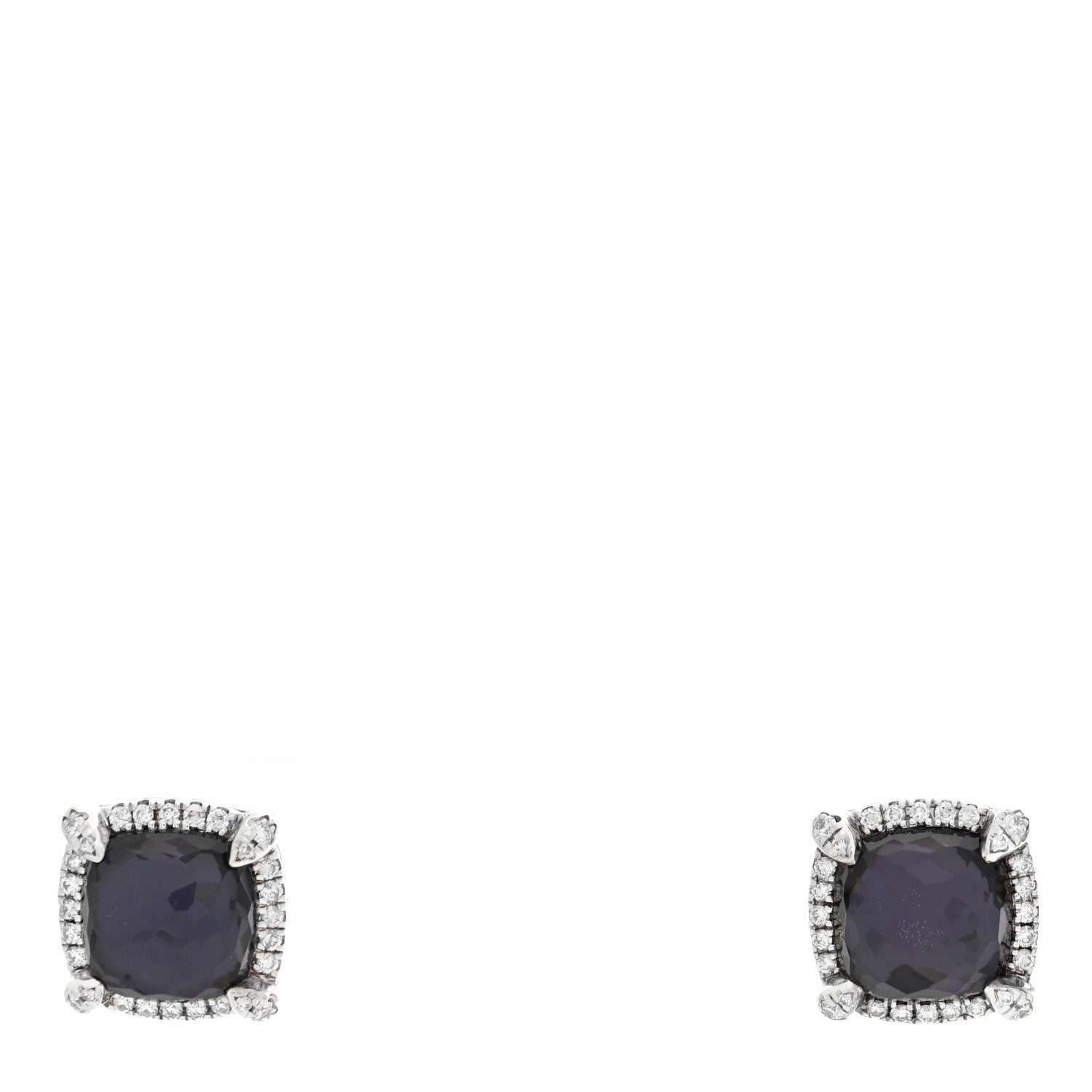David Yurman Sterling Silver Diamond Black Orchid 9mm Chatelaine Bezel Earrings 1 of 4