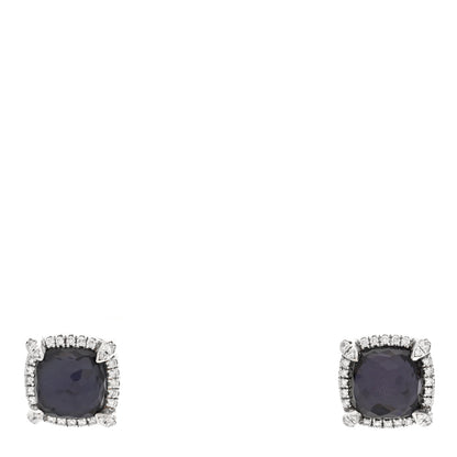 David Yurman Sterling Silver Diamond Black Orchid 9mm Chatelaine Bezel Earrings 1 of 4