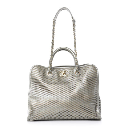 Chanel Metallic Calfskin Perforated Up In The Air Tote Silver 1 of 13