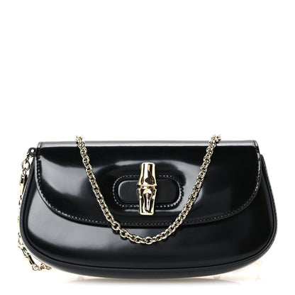 Gucci Shiny Calfskin Small Bamboo Night Bag Black 1 of 9