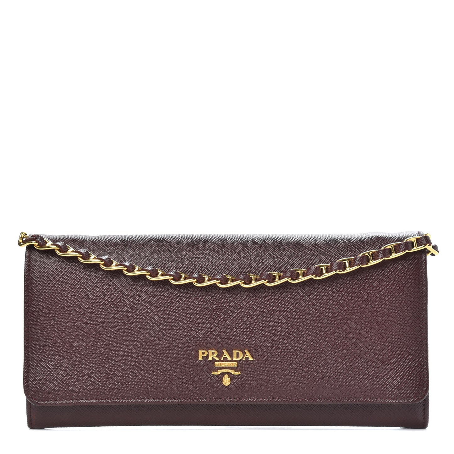 Saffiano Metal Oro Chain Wallet Granato