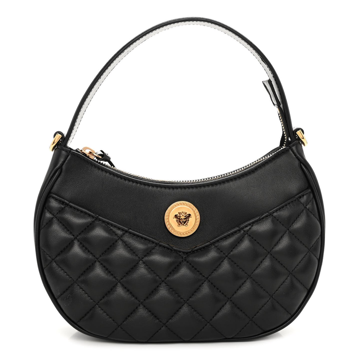 Nappa Quilted Medusa Shoulder Bag Black