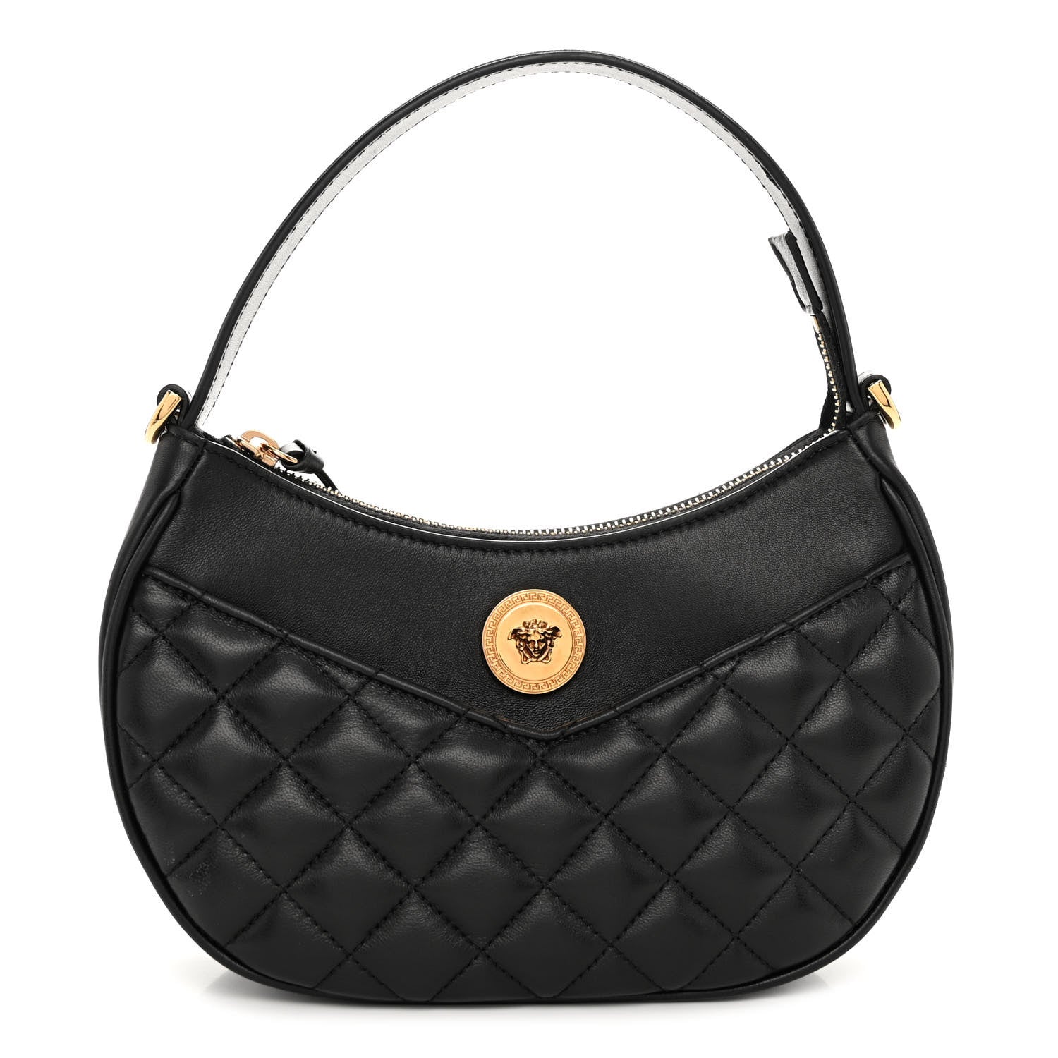 Versace Nappa Quilted Medusa Shoulder Bag Black 1 of 9
