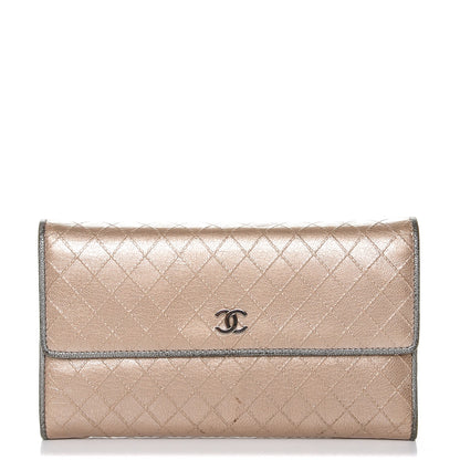 Chanel Metallic Calfskin Diamond Stitched Flap Wallet Gold 1 of 8