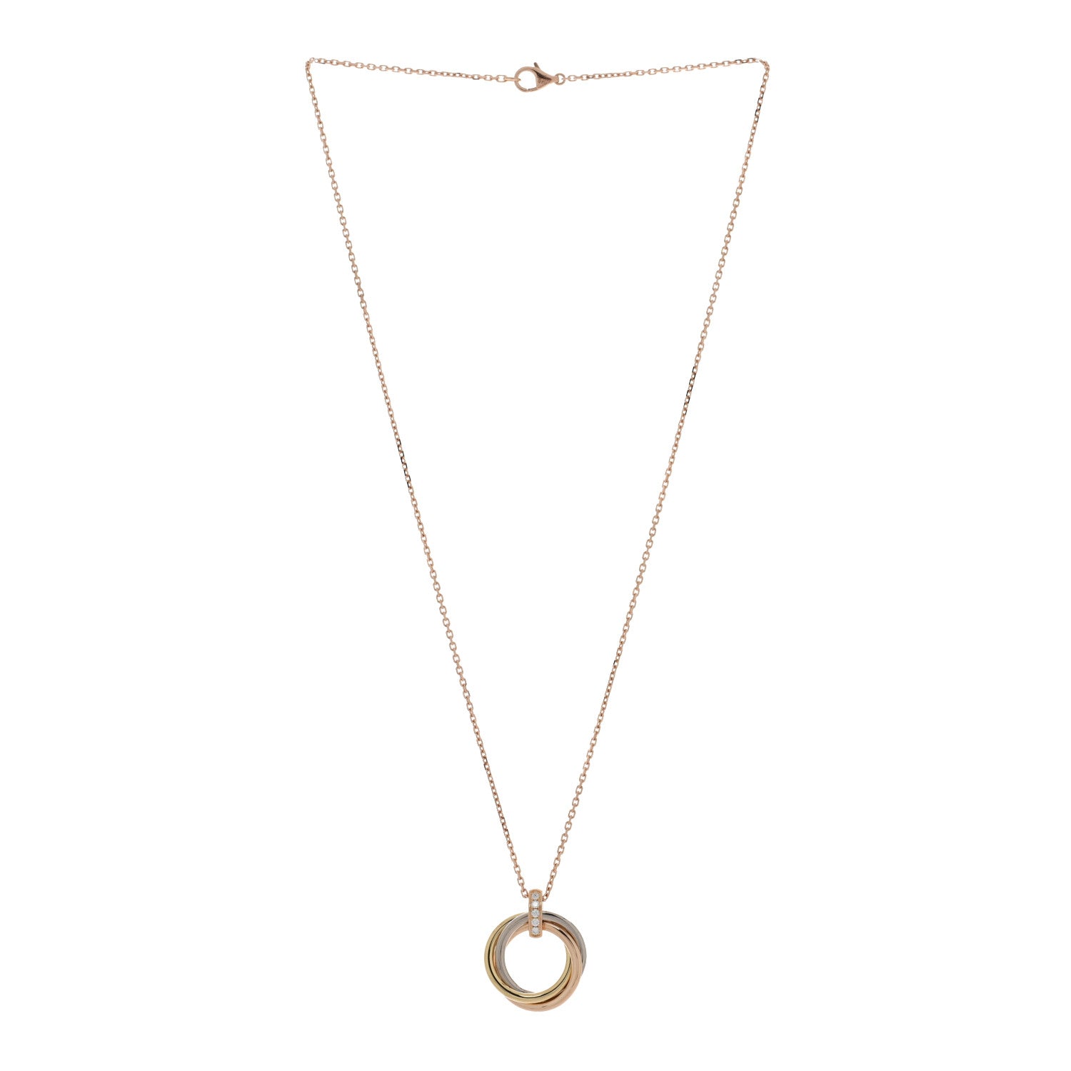Cartier 18K Pink White Yellow Gold Diamond Trinity Pendant Necklace 3 of 4