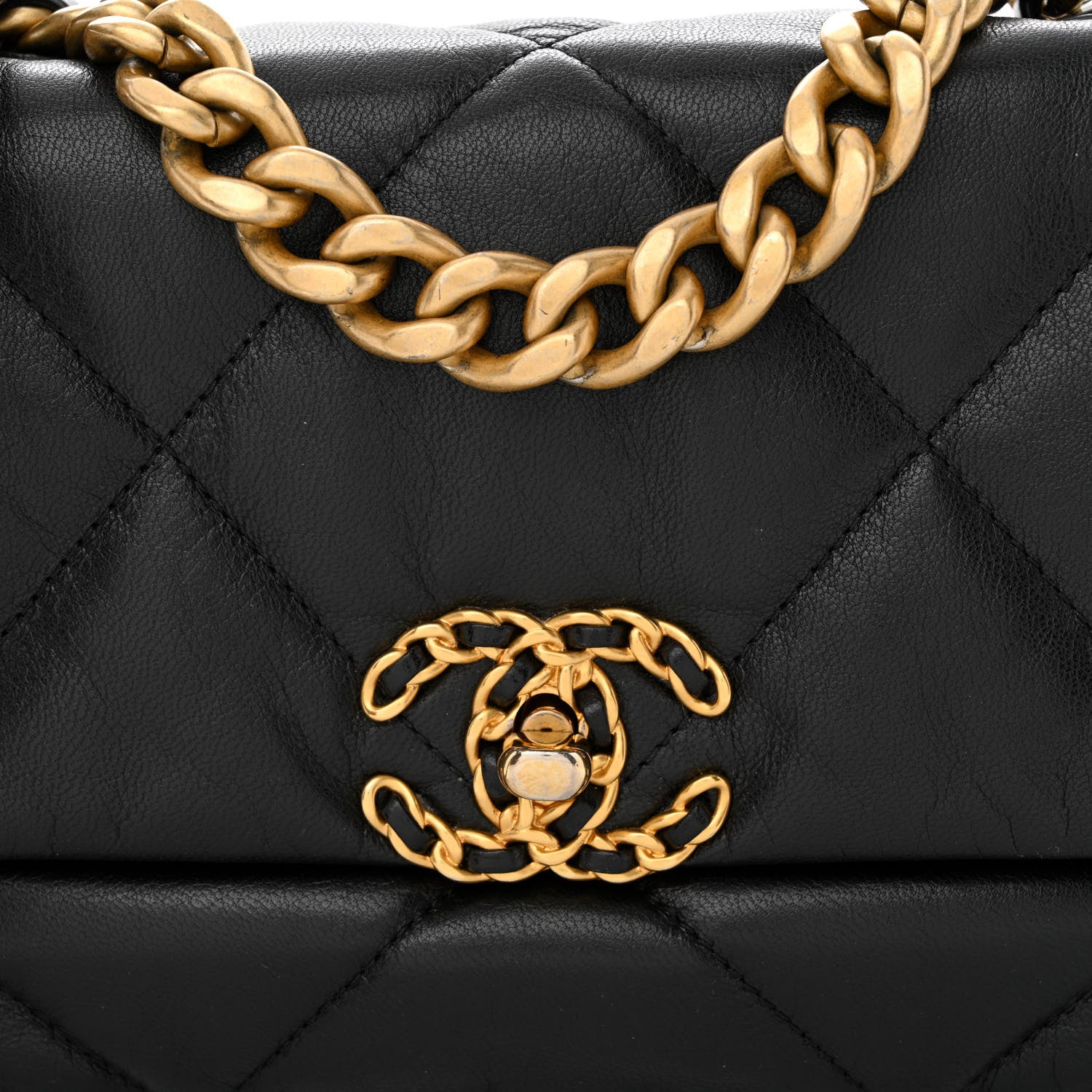 Chanel Shiny Goatskin Quilted Medium Chanel 19 Flap Black 8 of 10