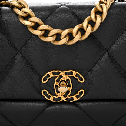 Chanel Shiny Goatskin Quilted Medium Chanel 19 Flap Black 8 of 10