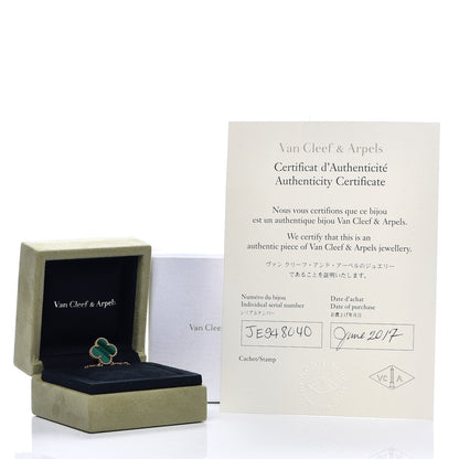 Van Cleef & Arpels 18K Yellow Gold Malachite Vintage Alhambra Pendant Necklace 6 of 6