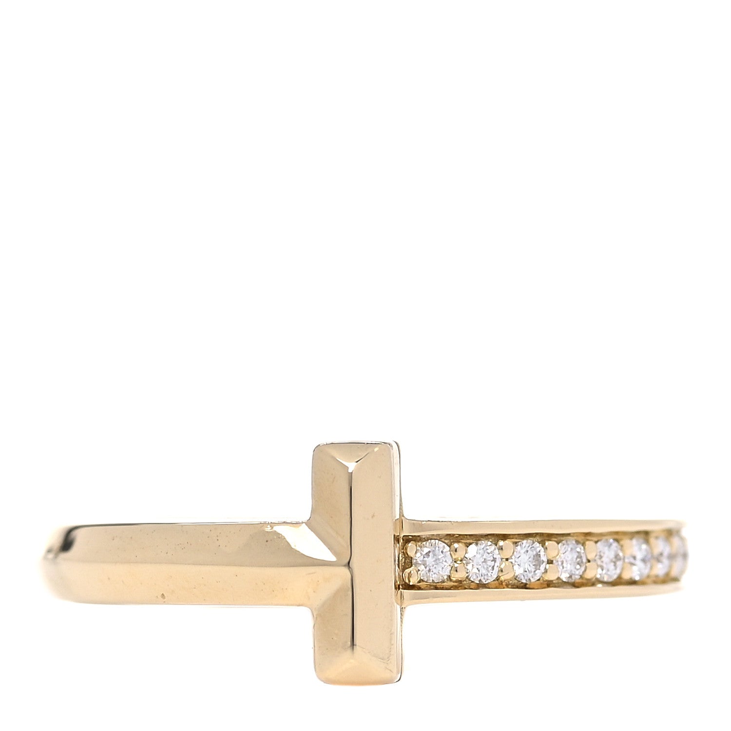Tiffany 18K Yellow Gold Diamond T T1 Ring 52 6 1 of 4