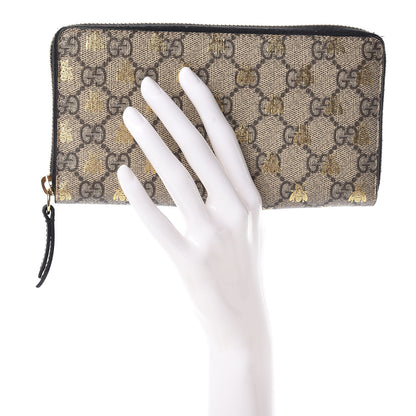 Gucci GG Supreme Monogram Bees Zip Around Wallet 2 of 10