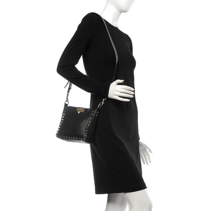 Valentino Garavani Pebbled Calfskin Mini Rockstud Flip-Lock Messenger Bag Black 2 of 7