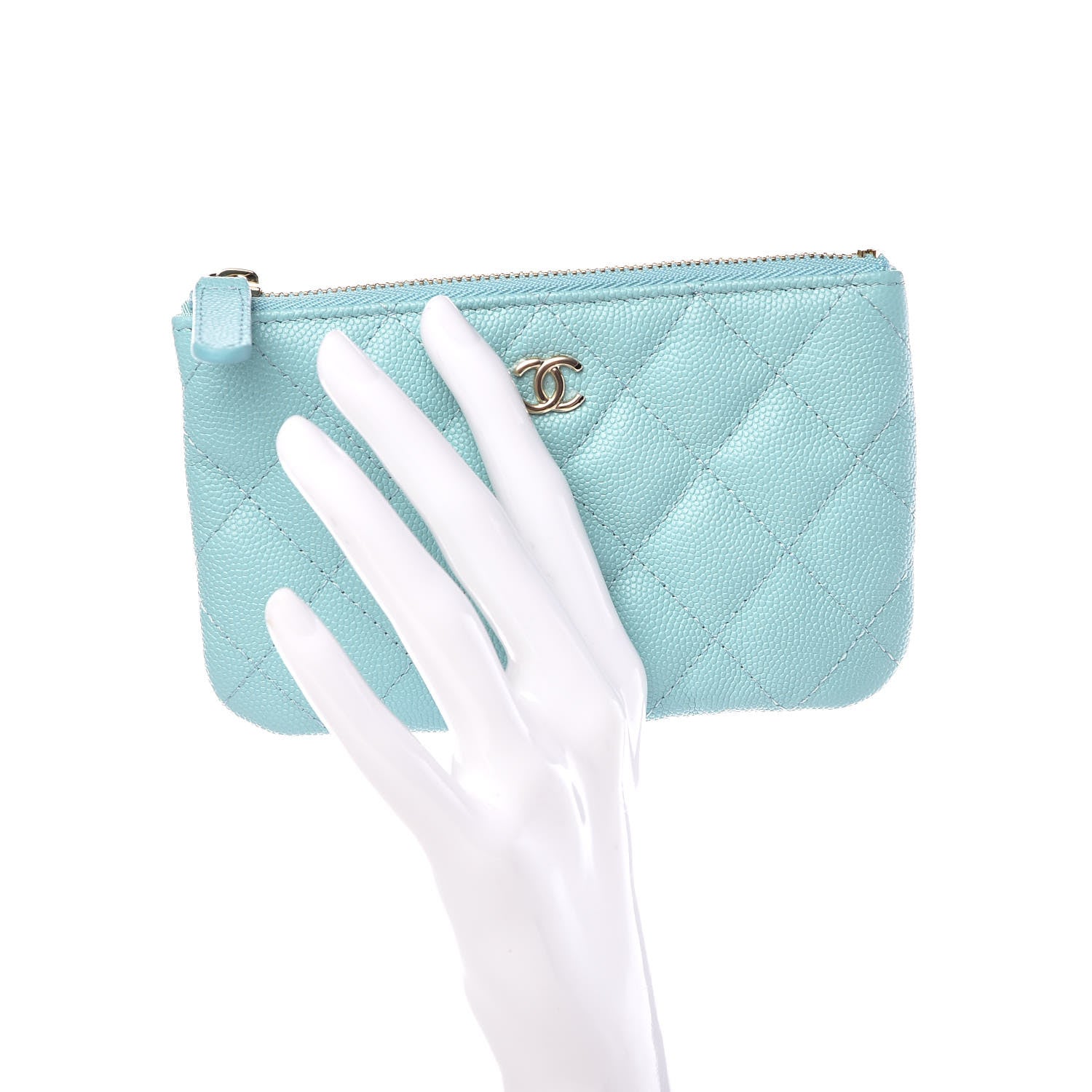 Chanel Caviar Quilted Small Cosmetic Case Light Blue 2 of 8