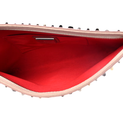 Christian Louboutin Calfskin Empire Trashmix Spike Loubiclutch Clutch Beige 4 of 9