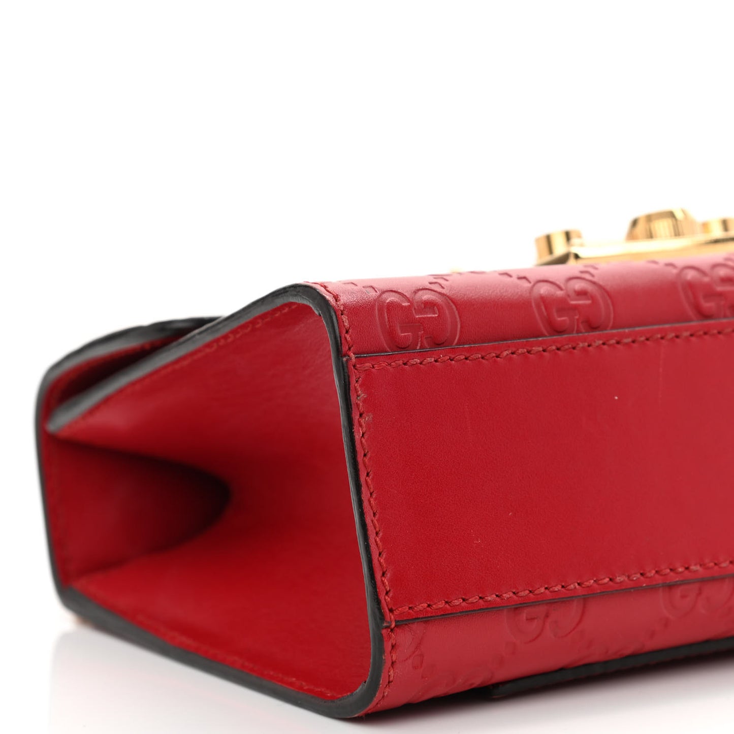 Guccissima Small Padlock Shoulder Bag Hibiscus Red