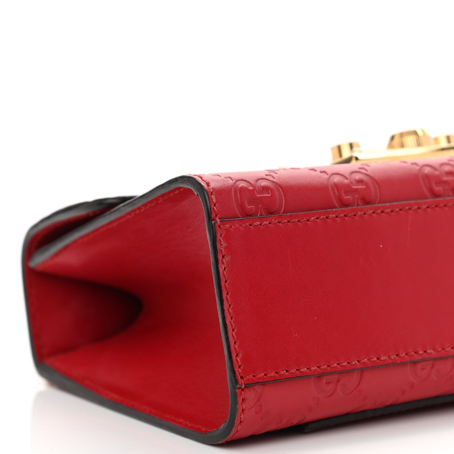 Gucci Guccissima Small Padlock Shoulder Bag Hibiscus Red 11 of 13