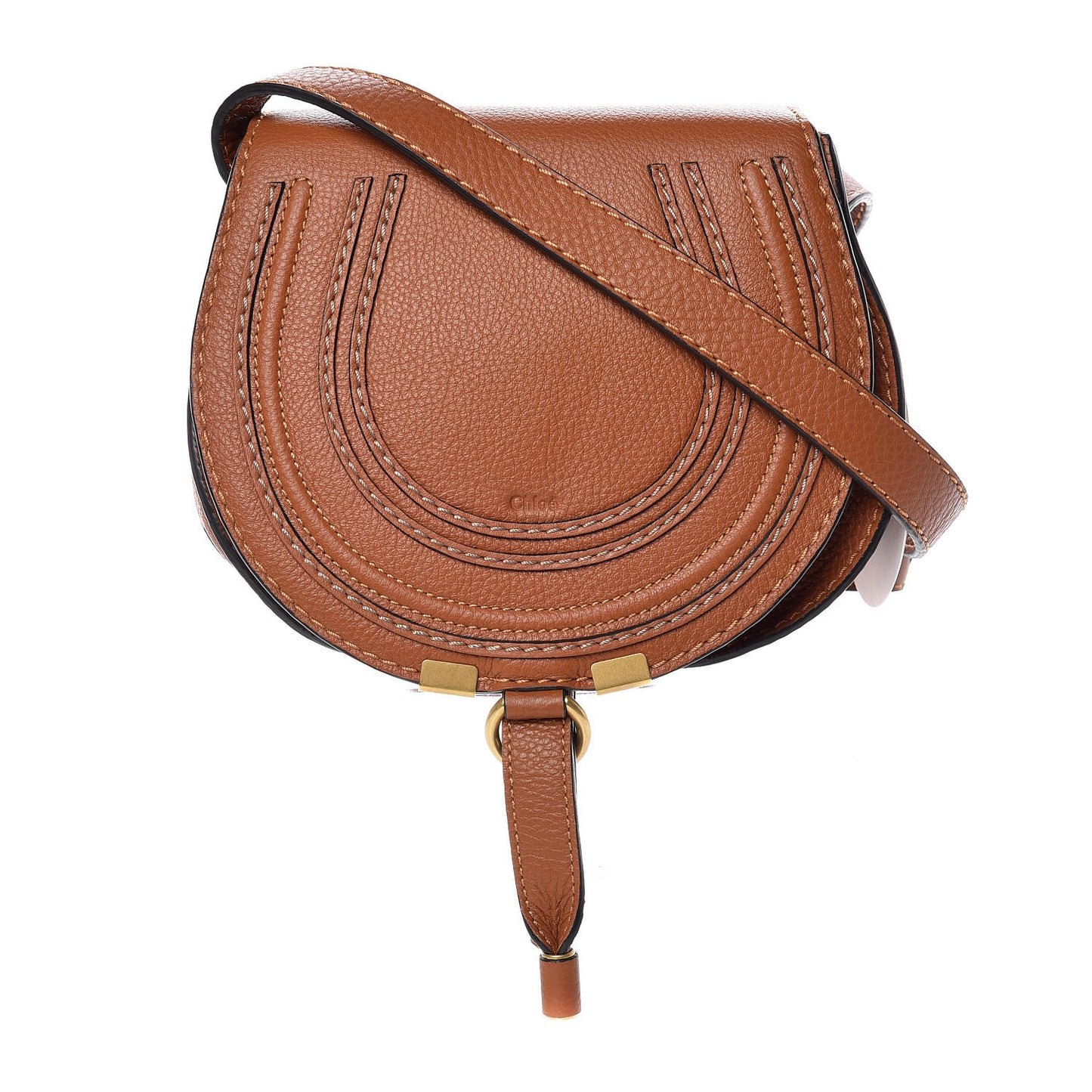 Calfskin Mini Marcie Round Crossbody Bag Tan