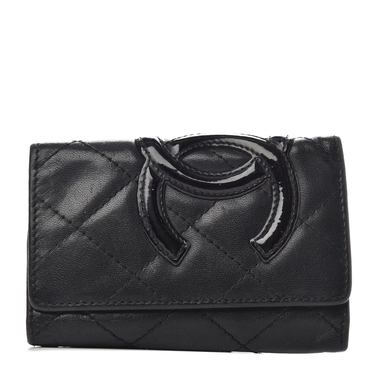 Calfskin Quilted Cambon 6 Key Holder Black