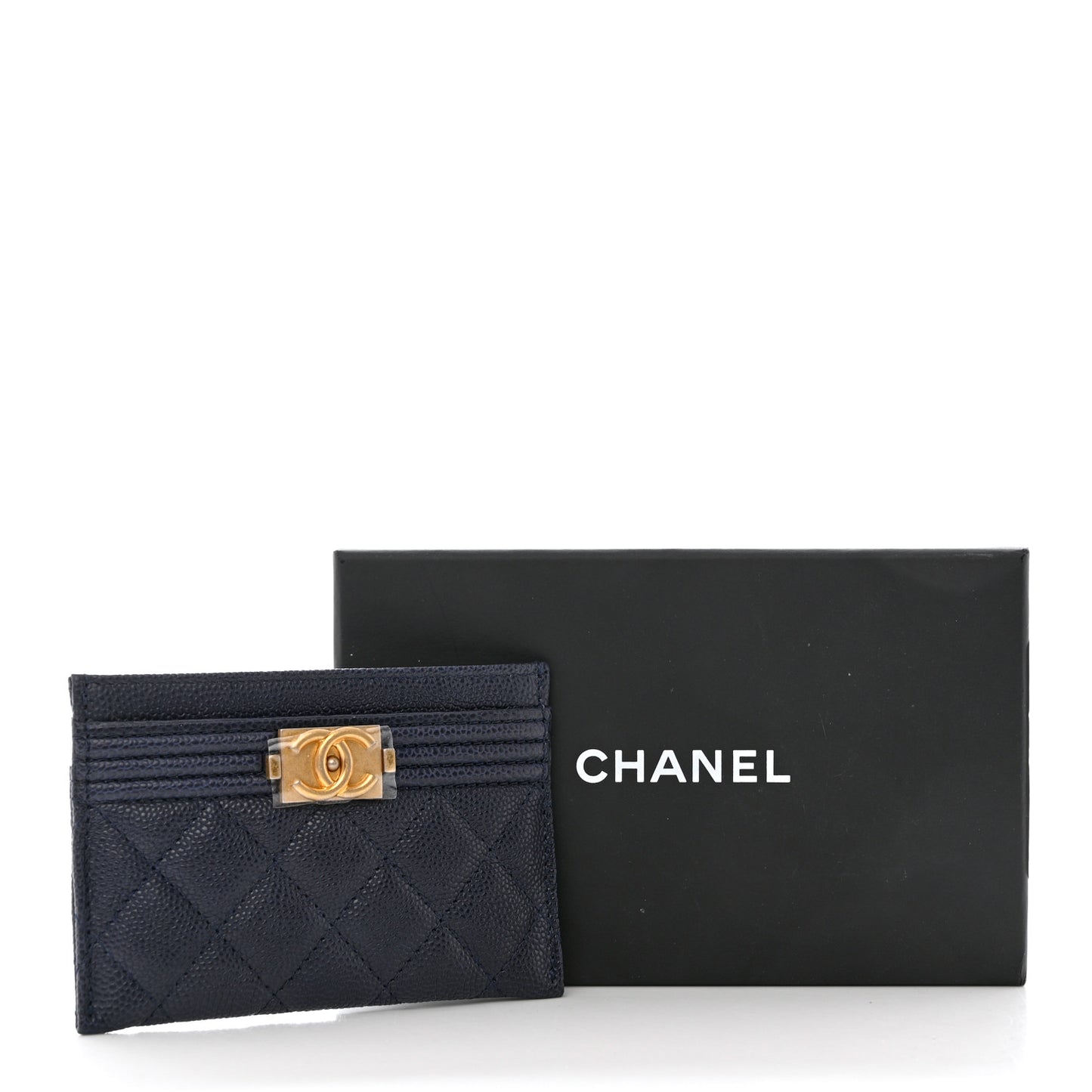Caviar Quilted Boy Card Holder Blue