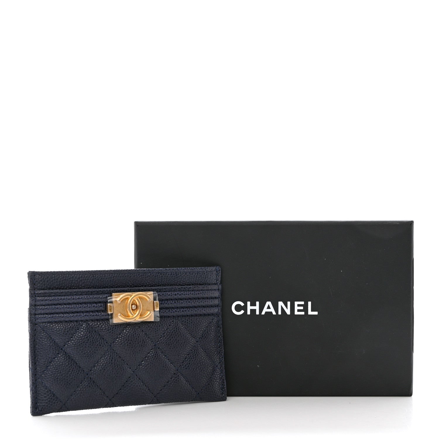 Chanel Caviar Quilted Boy Card Holder Blue 9 of 9