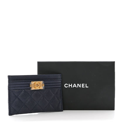 Chanel Caviar Quilted Boy Card Holder Blue 9 of 9