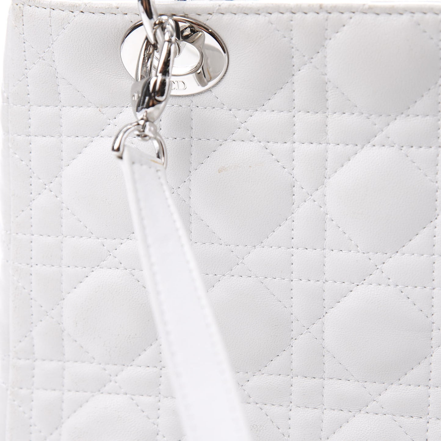 Lambskin Cannage Medium Lady Dior White