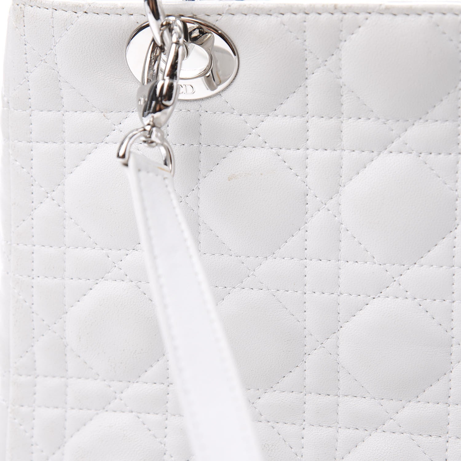 Christian Dior Lambskin Cannage Medium Lady Dior White 12 of 13