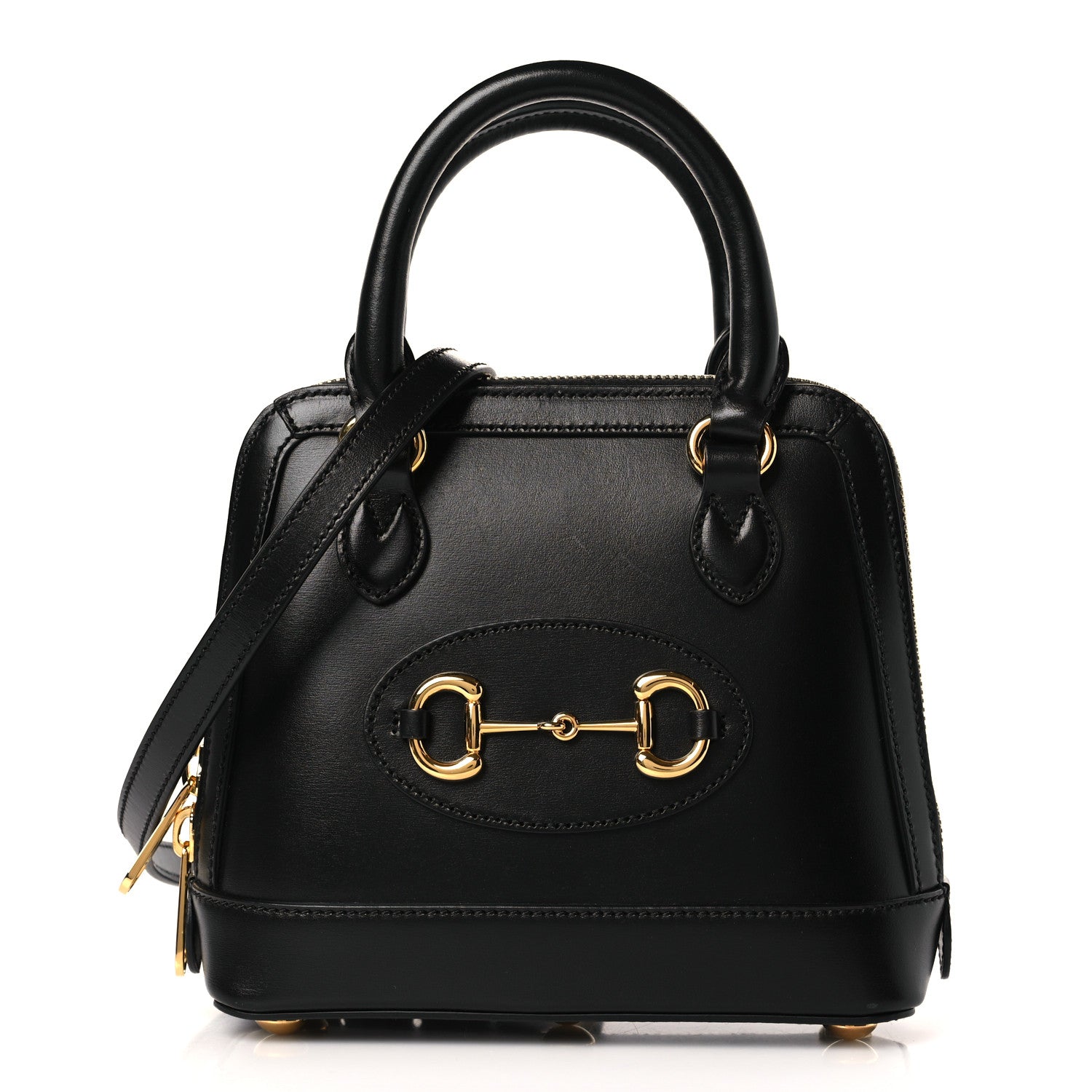 Gucci Boarded Plutone Calfskin Mini Horsebit 1955 Top Handle Bag Black 1 of 9
