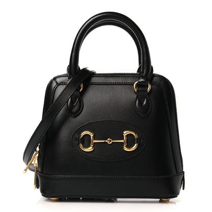 Gucci Boarded Plutone Calfskin Mini Horsebit 1955 Top Handle Bag Black 1 of 9
