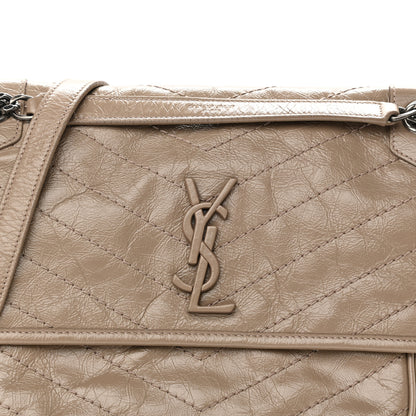 Saint Laurent Crinkled Calfskin Matelasse Monogram Medium Niki Chain Satchel Light Natural 9 of 12
