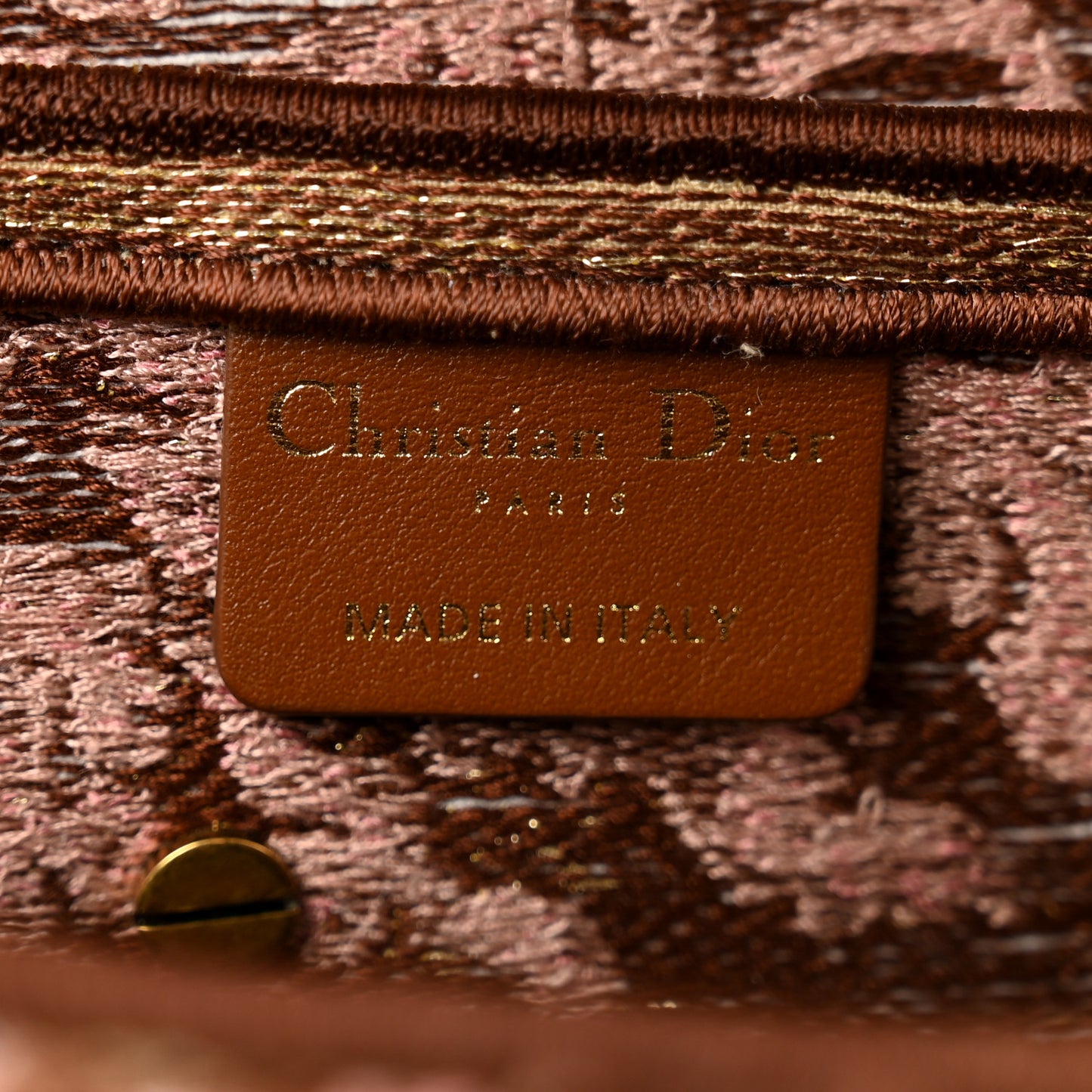 Canvas Embroidered Brocart Saddle Bag Metallic Pink