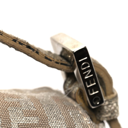 Fendi Metallic Jacquard Zucchino Suede Mini Mama Baguette  Cipria Argento Grigio 10 of 10