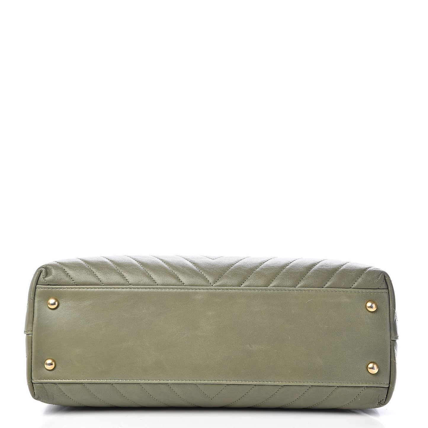 Calfskin Lizard Chevron Quilted Medium Coco Handle Flap Green
